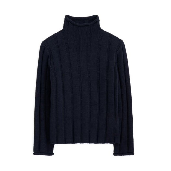 Alex Mill Men’s M Blue Rolled Ribbed Sweater Cashmere Wool Jumper Turtleneck - Picture 1 of 9
